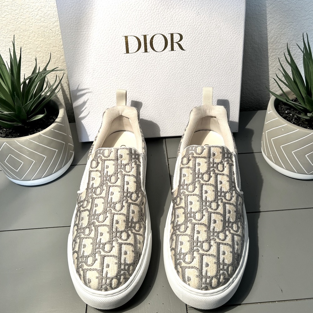 Dior Oblique Solar (cream) Slip-On Sneakers/Trainers size 40- fits size 10